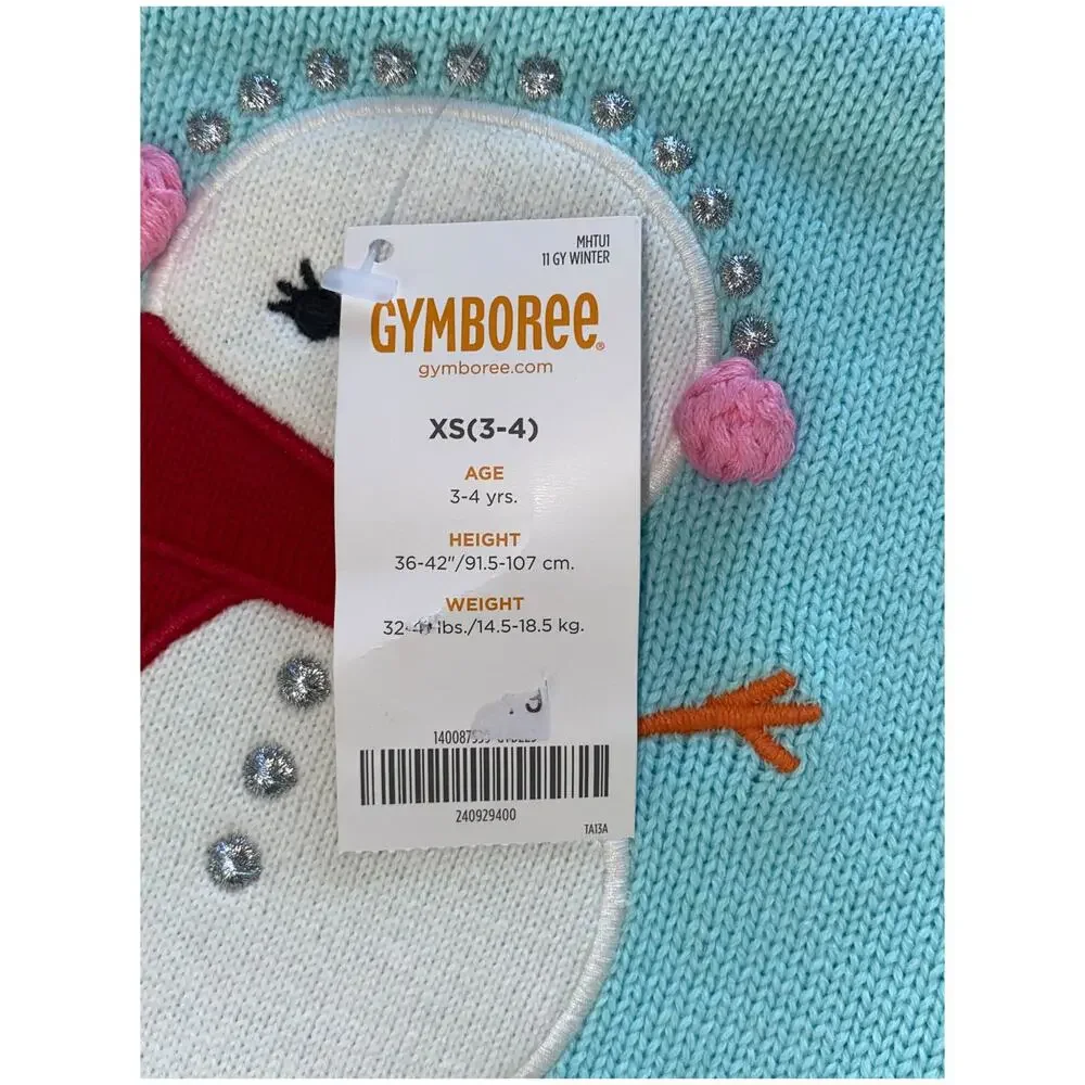 Gymboree girls snowman baby blue lightweight sweater SZ XS